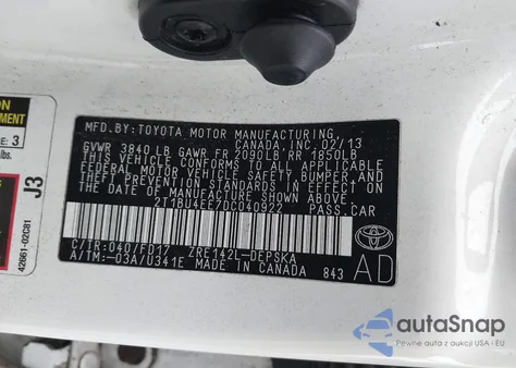2013 Toyota Corolla S from USA, damaged, VIN 2T1BU4EE7DC040922